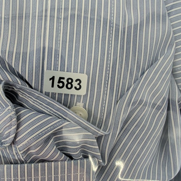 Brooks Brothers Regent Striped Classic Button-Up Dress Shirt Blue Sz 15.5 4/5 - Picture 8 of 9